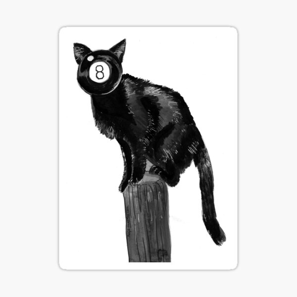 "Inktober 8 Ball Cat" Sticker by NinjaMonkeyZ Redbubble
