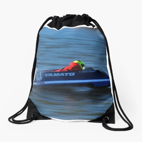Powerboat Racing at Oulton Broad - OSY400 Yamato Class - Sean Woods Drawstring Bag
