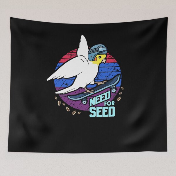 Item preview, Need for Seed - skater white Cockatiel doodle designed and sold by FandomizedRose.