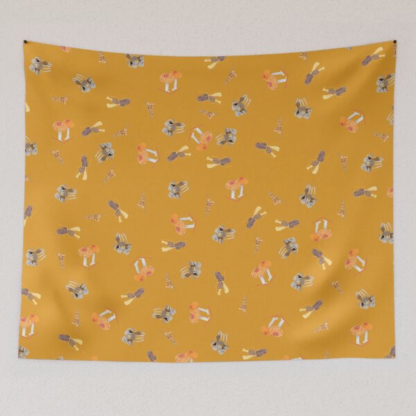 Item preview, Mushrooms Inked Pattern - Mustard Yellow designed and sold by EKeener.