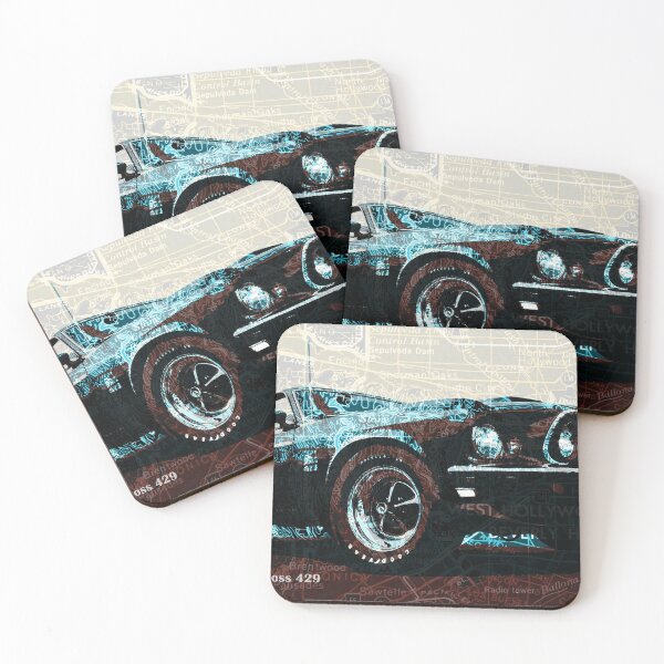 Item preview, 1969 Ford Mustang Boss 429 over Old Map designed and sold by drawspots.