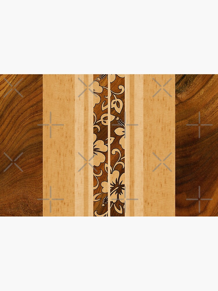 Pupukea Hawaiian Faux Koa Wood Surfboard Laptop Skin By