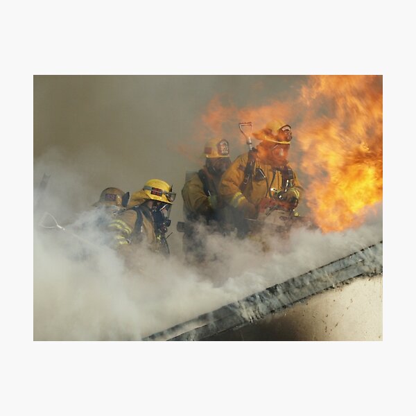 Roof operations on a training fire Photographic Print