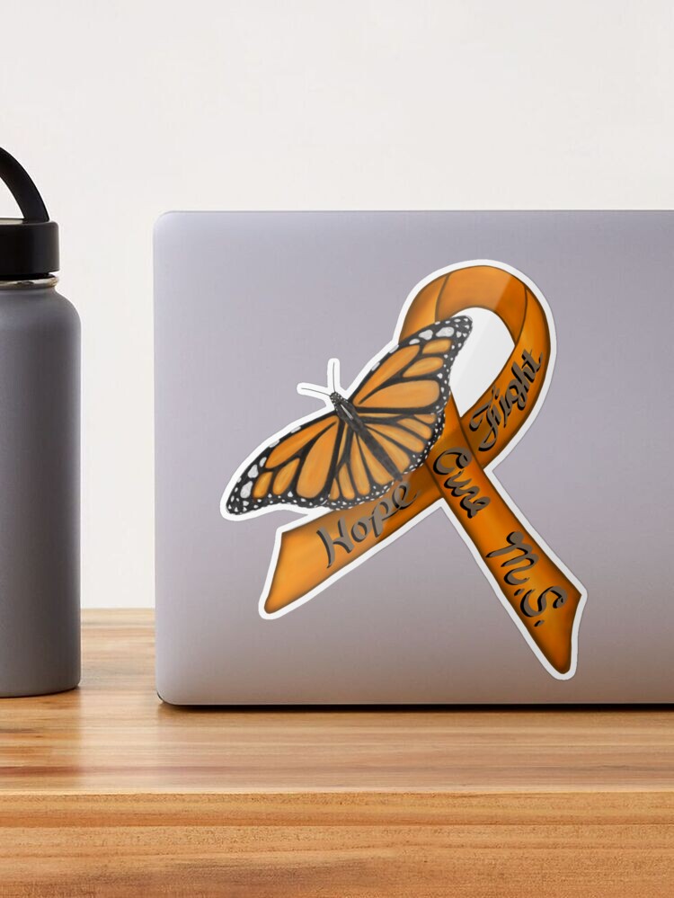 CafePress - MS Awareness Butterfly Ribbon Sticker - Square Sticker