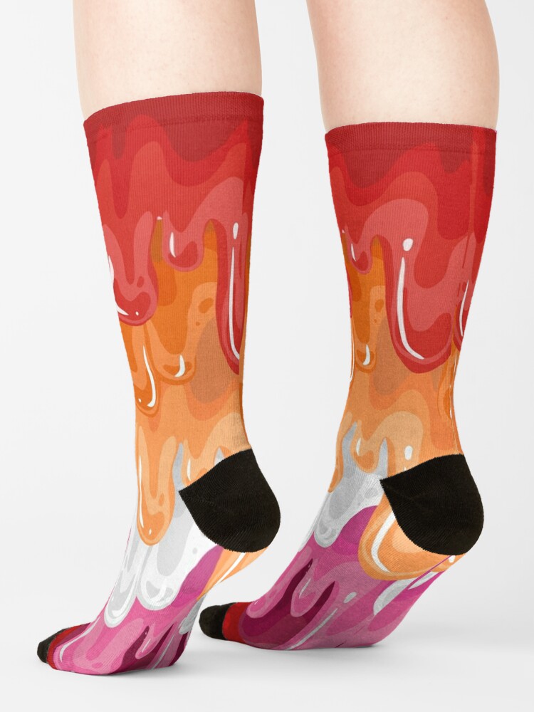 Lesbian Drip Pride Socks By CactiMutt