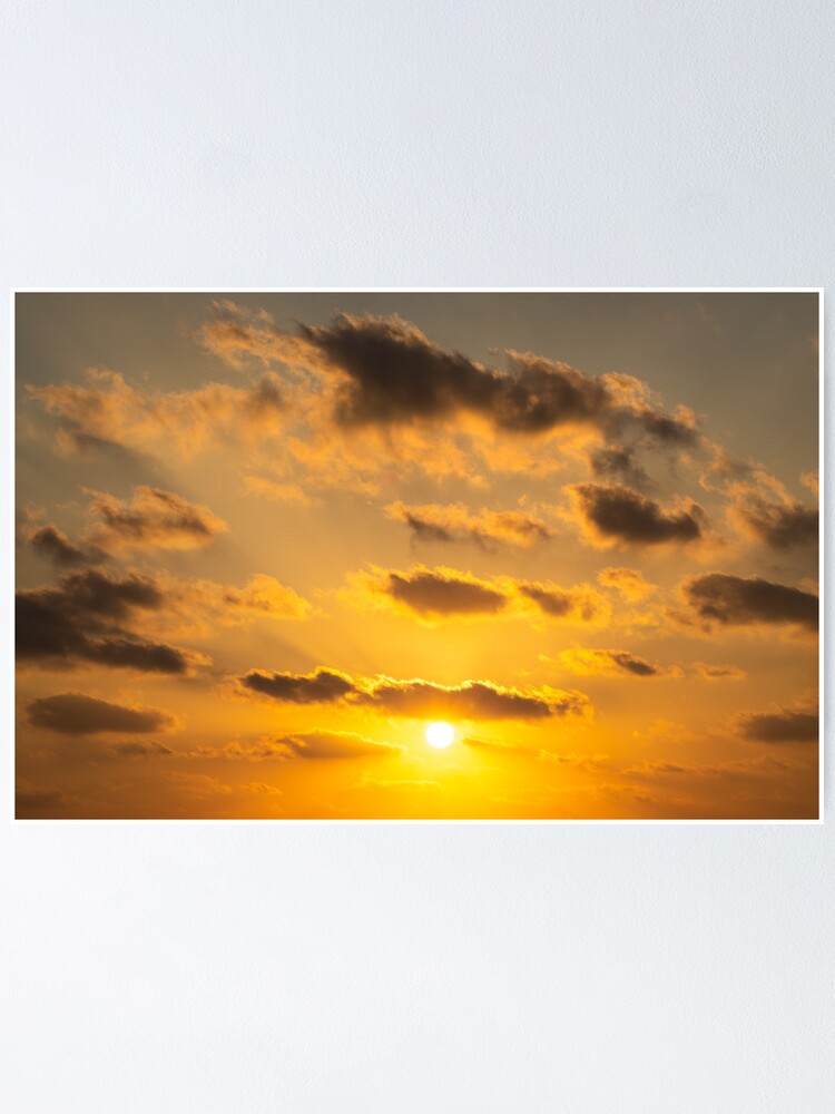 Orange Sunset Cloudy Sky Background Poster By Layuee Redbubble