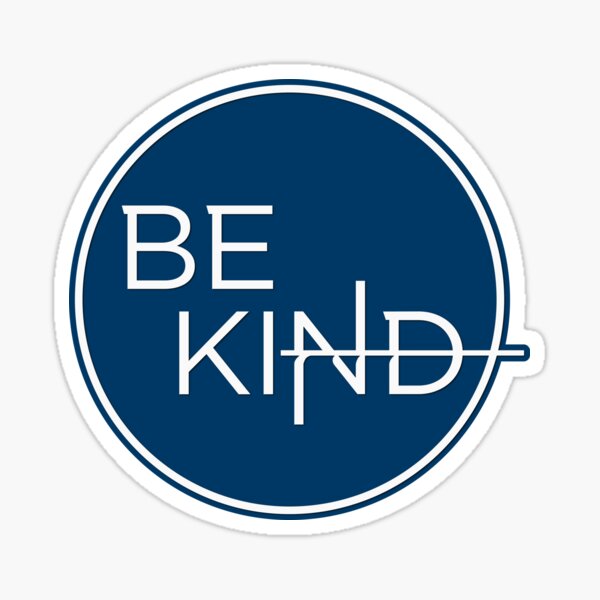 Be Kind in Simple White Circle on Blue Sticker