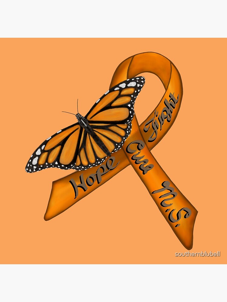 "Fight for a cure ribbon Multiple Sclerosis awareness butterfly" Throw
