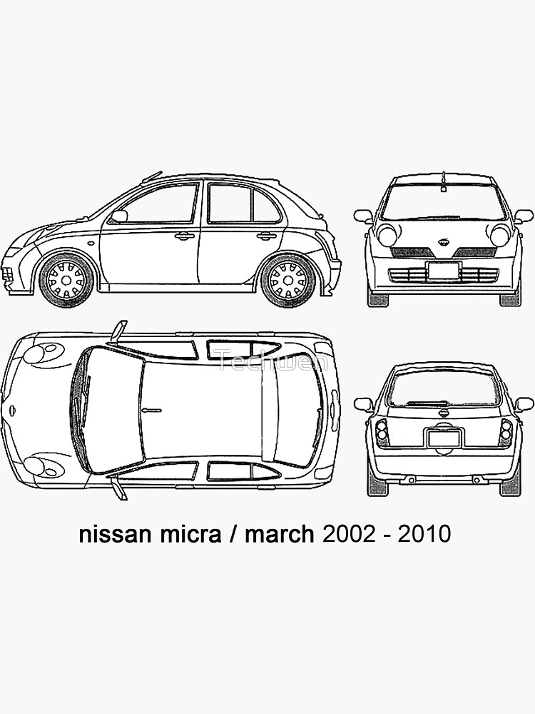 Nissan Micra / March Blueprint Sticker for Sale by Techwen