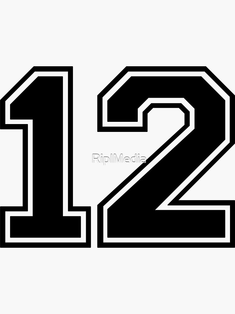  #12 White Outline Number 12 Sports Fan Jersey Style T-Shirt :  Clothing, Shoes & Jewelry