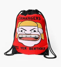 Ermahgerd herper berthder geek funny nerd Drawstring Bag