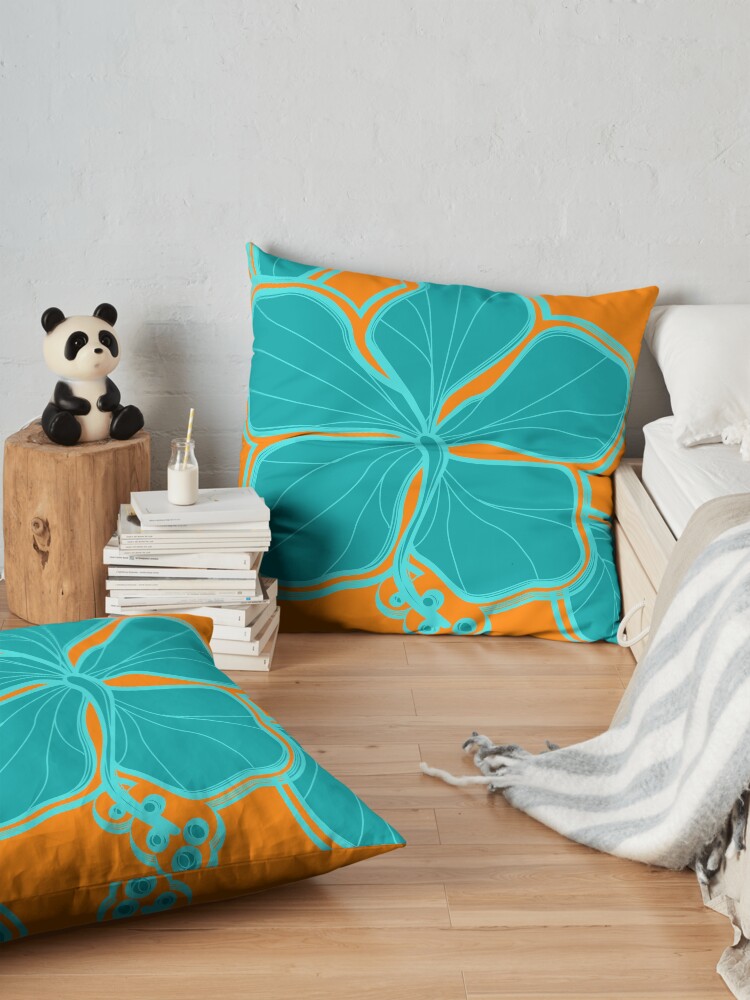 Alternate view of Kailua Hibiscus Hawaiian Engineered Floral Floor Pillow