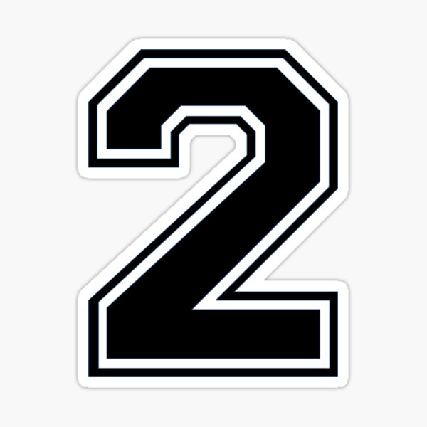 2 - number 2 - jersey number for sportsteam Sticker