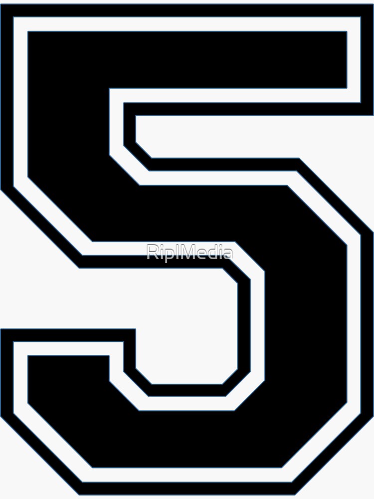 Varsity Team Sports Uniform Number #5 - Black Sticker for Sale by  RiplMedia