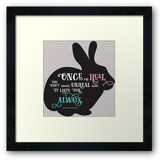 velveteen rabbit quote framed art print by brilliantblue redbubble