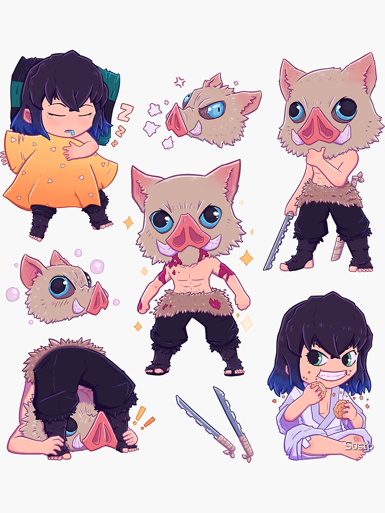 "Inosuke Chibi Set" Sticker by Susto | Redbubble