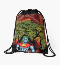 Swamp Thing vs. Captain Planet - by Christian Martinez Drawstring Bag
