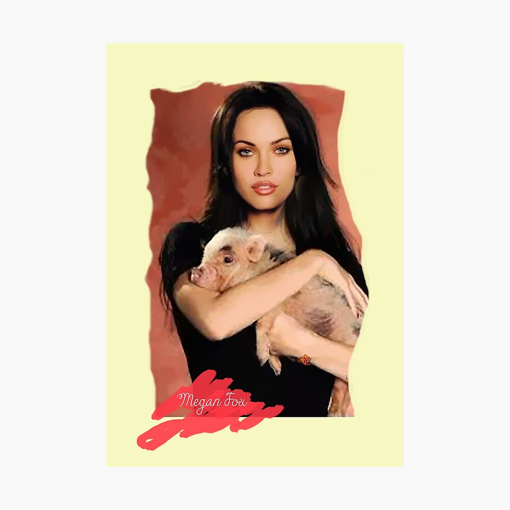 Póster for Sale con la obra «Foxy Lady - Actriz Megan Fox con A Little Pig  (por ACCI)» de VanyssaGraphics | Redbubble