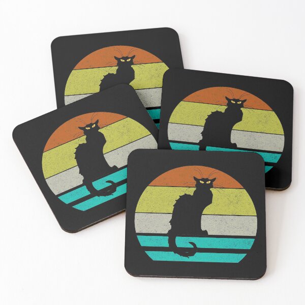 Item preview, Vintage Retro Sunset Le Chat Noir Black Cat designed and sold by Cat Lady Designs.