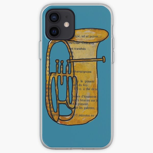 Tuba sur fond turquoise Coque souple iPhone