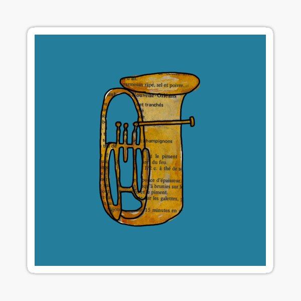 Tuba sur fond turquoise Sticker