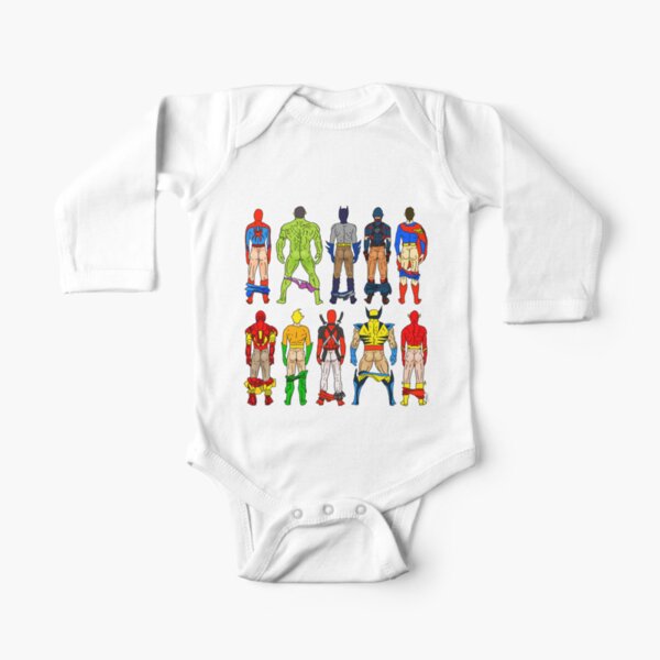 Superhero Butts Long Sleeve Baby One-Piece