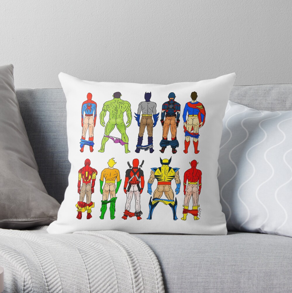 Superhero Butts Throw Pillow