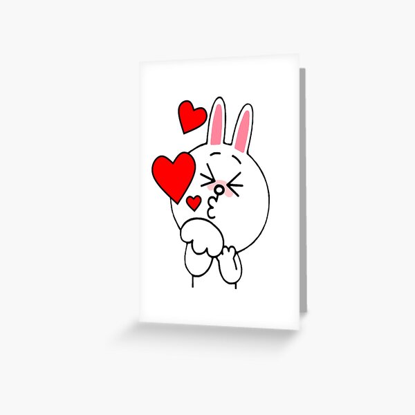 Cute cony bunny rabbit brown bear lover kisses Greeting Card