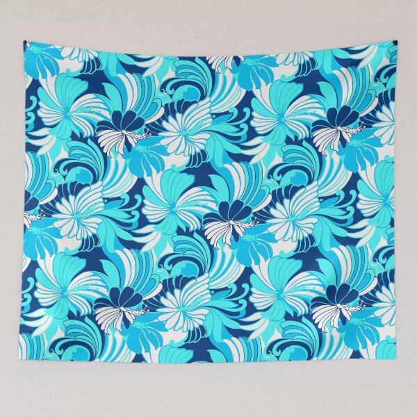 Item preview, Hibiscus Jungle Hawaiian Tropical Floral - Navy, Turq & Aqua designed and sold by DriveIndustries.
