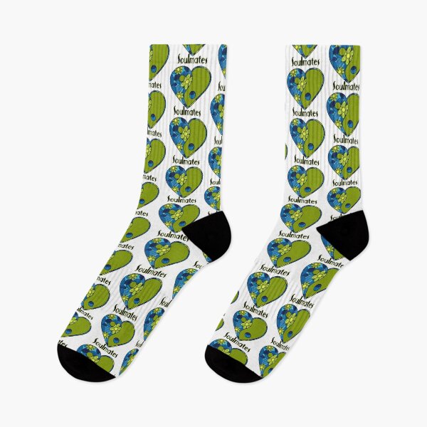 Item preview, Soulmates Green and Blue Retro Floral Print Yin and Yang Heart  designed and sold by artbyomega.