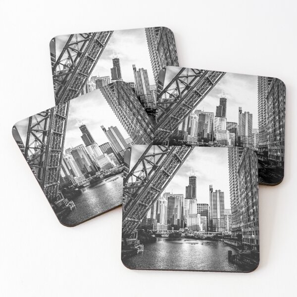 Item preview, Chicago Kinzie Street Bridge in Black and White designed and sold by PaulVelgos.