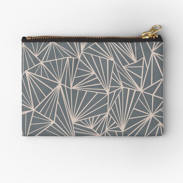 Ab Fan Grey And Nude Zipper Pouch