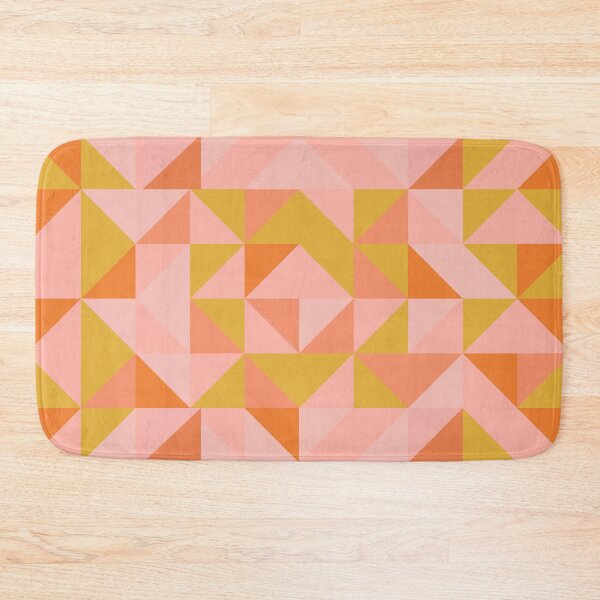 Item preview, Geometric Triangle Shape Quilt Pattern in Coral and Peridot designed and sold by JuneJournal.