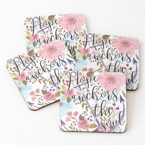 Item preview, Hope Anchors The Soul - Floral Bible Verse Art designed and sold by DownThePath.