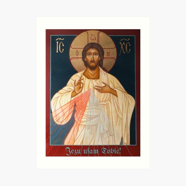Merciful Jesus Icon by Leonid Bózio - Jezu Ufam Tobie Art Print