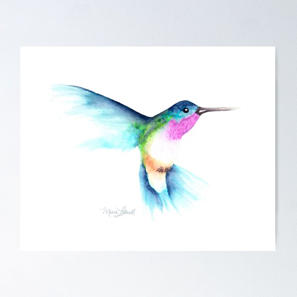 Item preview, Watercolor Hummingbird Painting by Marie Littrell designed and sold by littrellart.