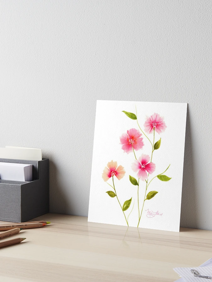 Layered Pink Watercolor Flower Painting by Marie Littrell - Fine