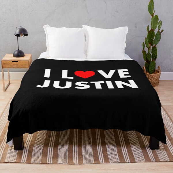 Aperçu de l'œuvre I Coeur Justin J'aime Justin Texte Moderne Couleur Sombre créée et vendue par TinyStarCanada.