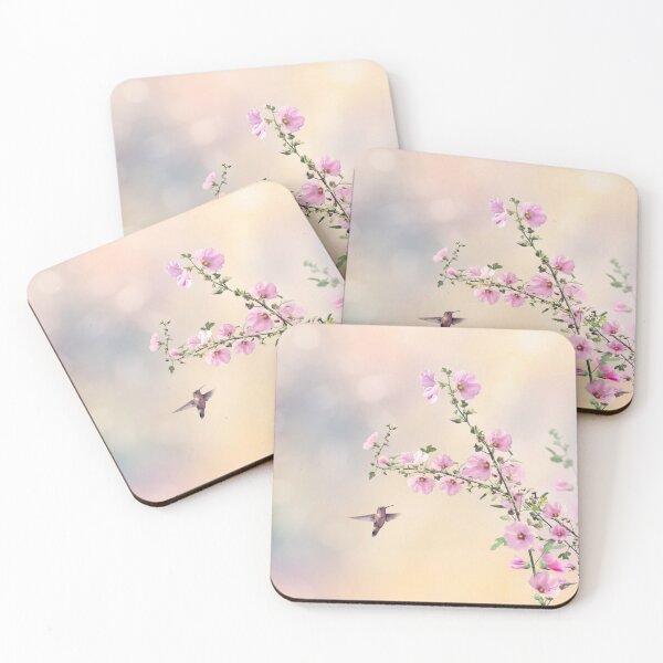 Item preview, Humming bird and Hollyhock flowers in the garden designed and sold by svetlanna.