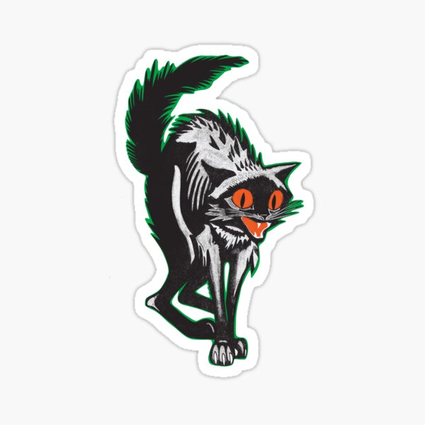Vintage Beistle Halloween Black Cat Sticker
