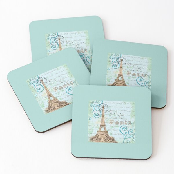 Item preview, Paris Eiffel Tower Writing Aqua designed and sold by 13Moons.