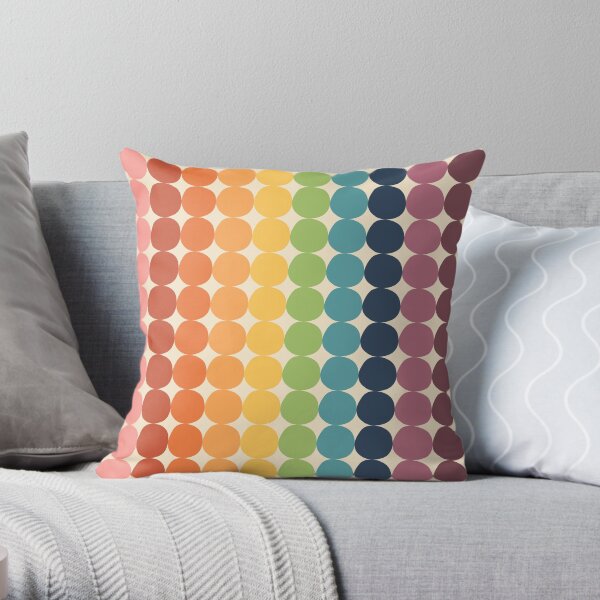 Rainbow Polka Dots - grid Throw Pillow