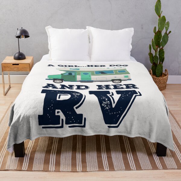 Item preview, a girl with her dog and her RV camping design designed and sold by bentakana.