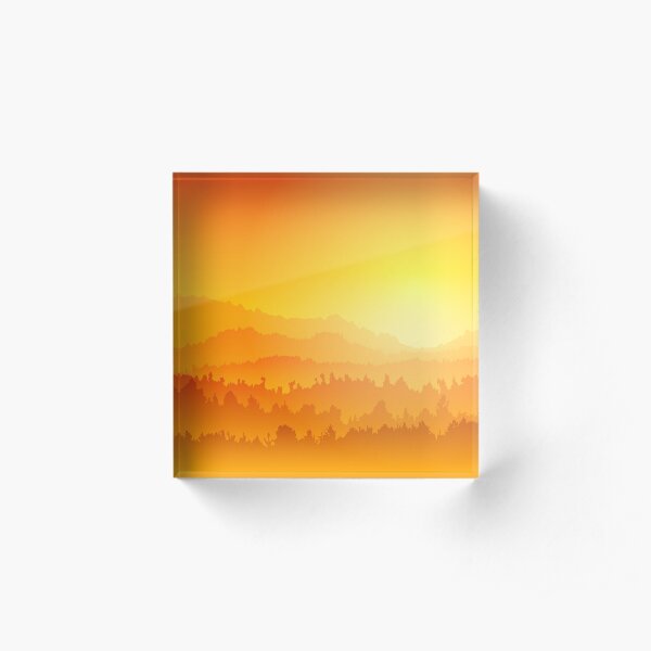 Mountain sunset Acrylic Block