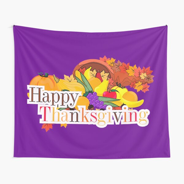 Happy Thanksgiving Cornucopia Autumn Harvest Tapestry