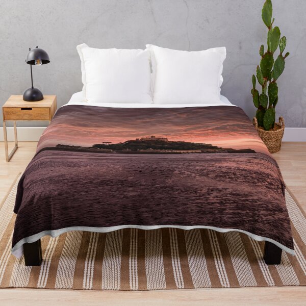 Item preview, St Michaels Mount, Cornwall ,Dramatic sunset on the beach at Marazion,red sky at night designed and sold by kathleenjean.