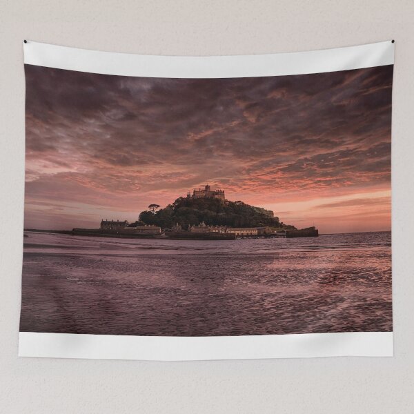 Item preview,  St Michaels Mount, Cornwall ,Dramatic sunset on the beach at Marazion,red sky at night designed and sold by kathleenjean.