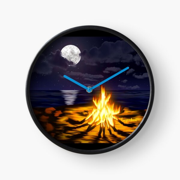Bonfire at the Beach Clock
