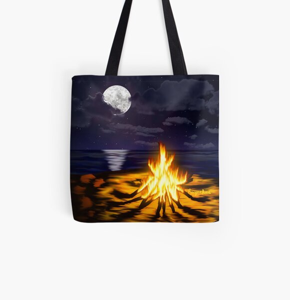 Bonfire at the Beach All Over Print Tote Bag