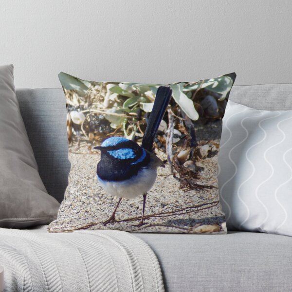 The Blue Wren Throw Pillow